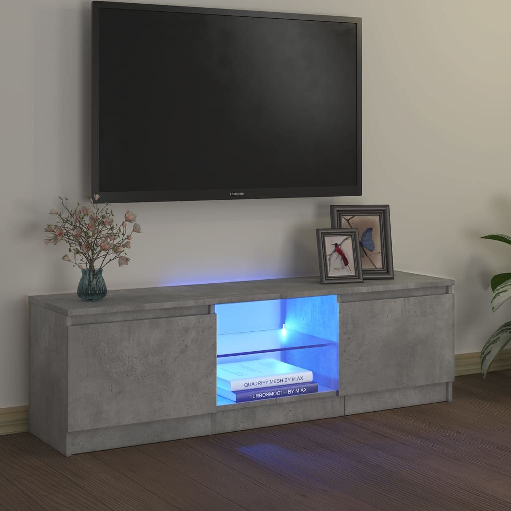 tv-skab med LED-lys 120x30x36 cm betongrå