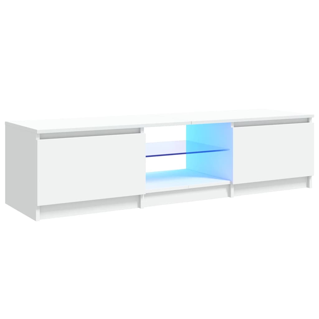 tv-skab med LED-lys 140x40x36 cm hvid