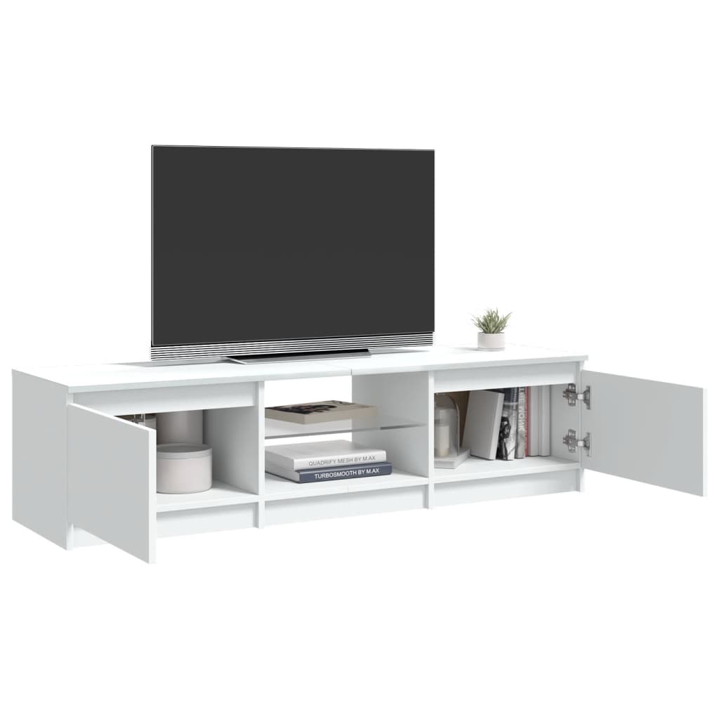 tv-skab med LED-lys 140x40x36 cm hvid