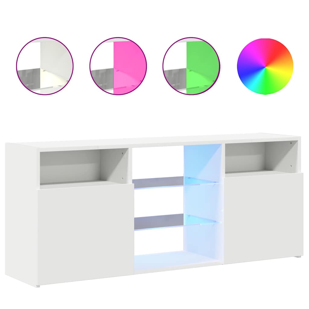 tv-skab med LED-lys 120x30x50 cm hvid