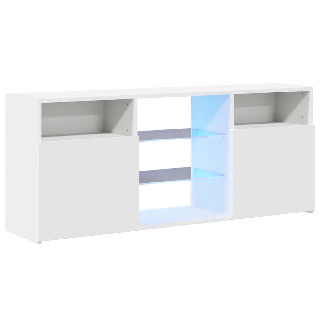 tv-skab med LED-lys 120x30x50 cm hvid