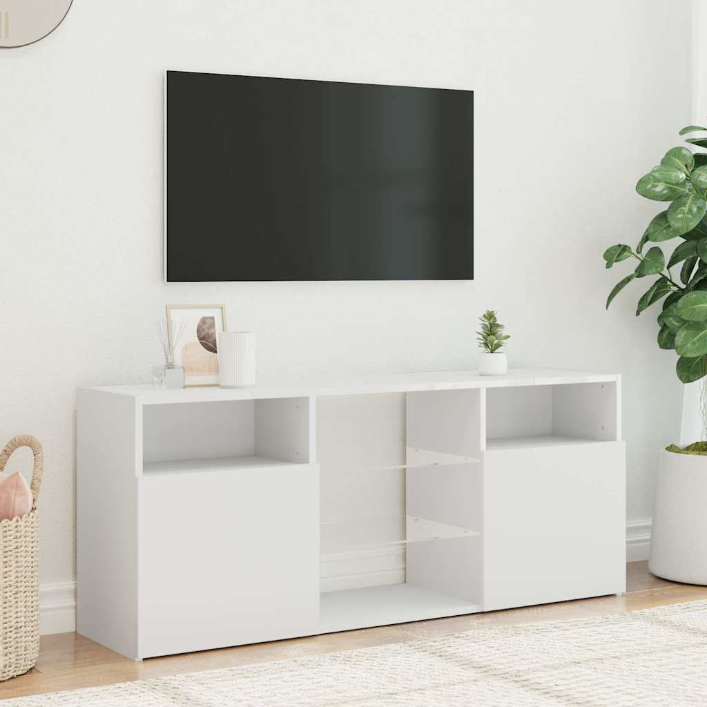tv-skab med LED-lys 120x30x50 cm hvid
