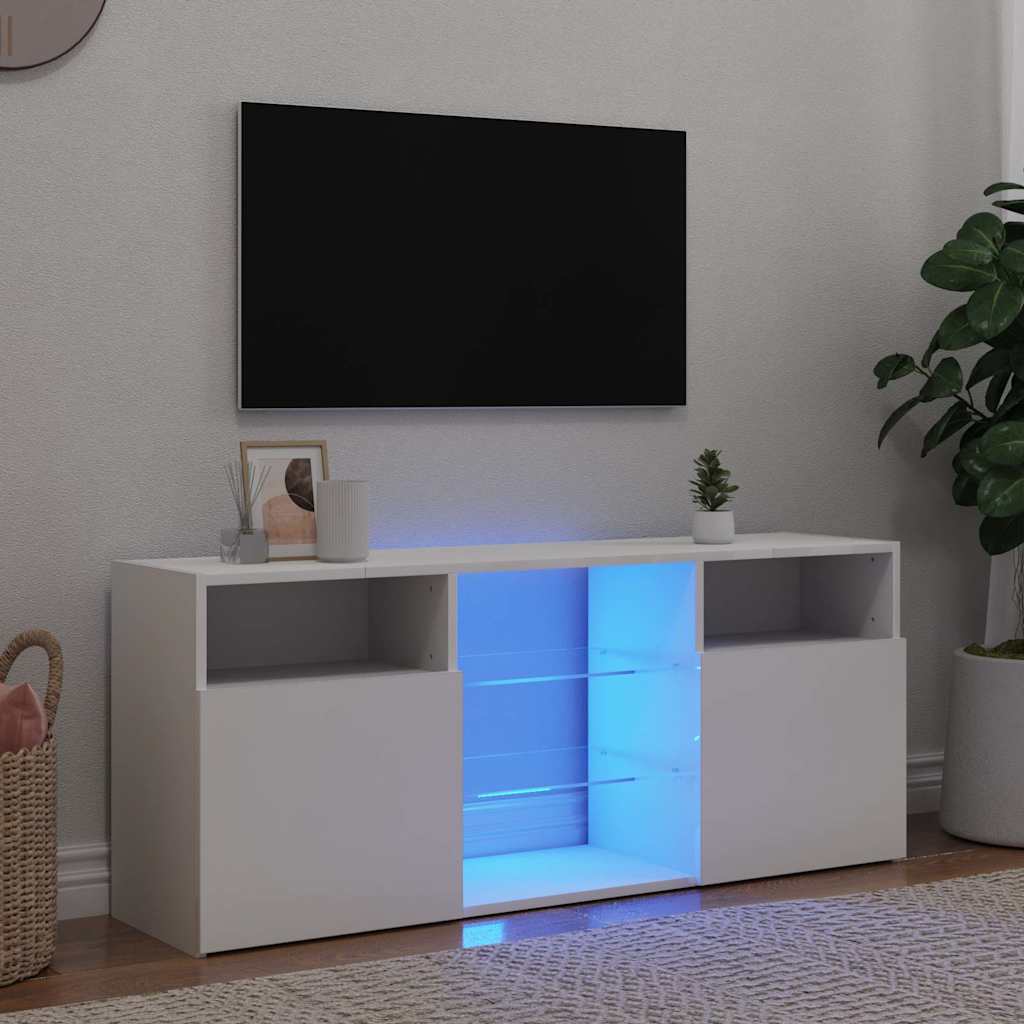 tv-skab med LED-lys 120x30x50 cm hvid