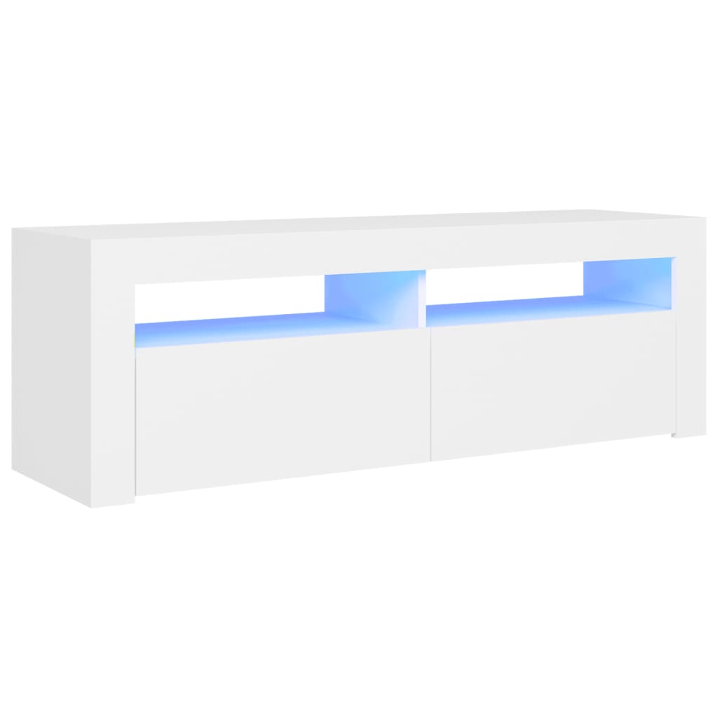 tv-skab med LED-lys 120x35x40 cm hvid