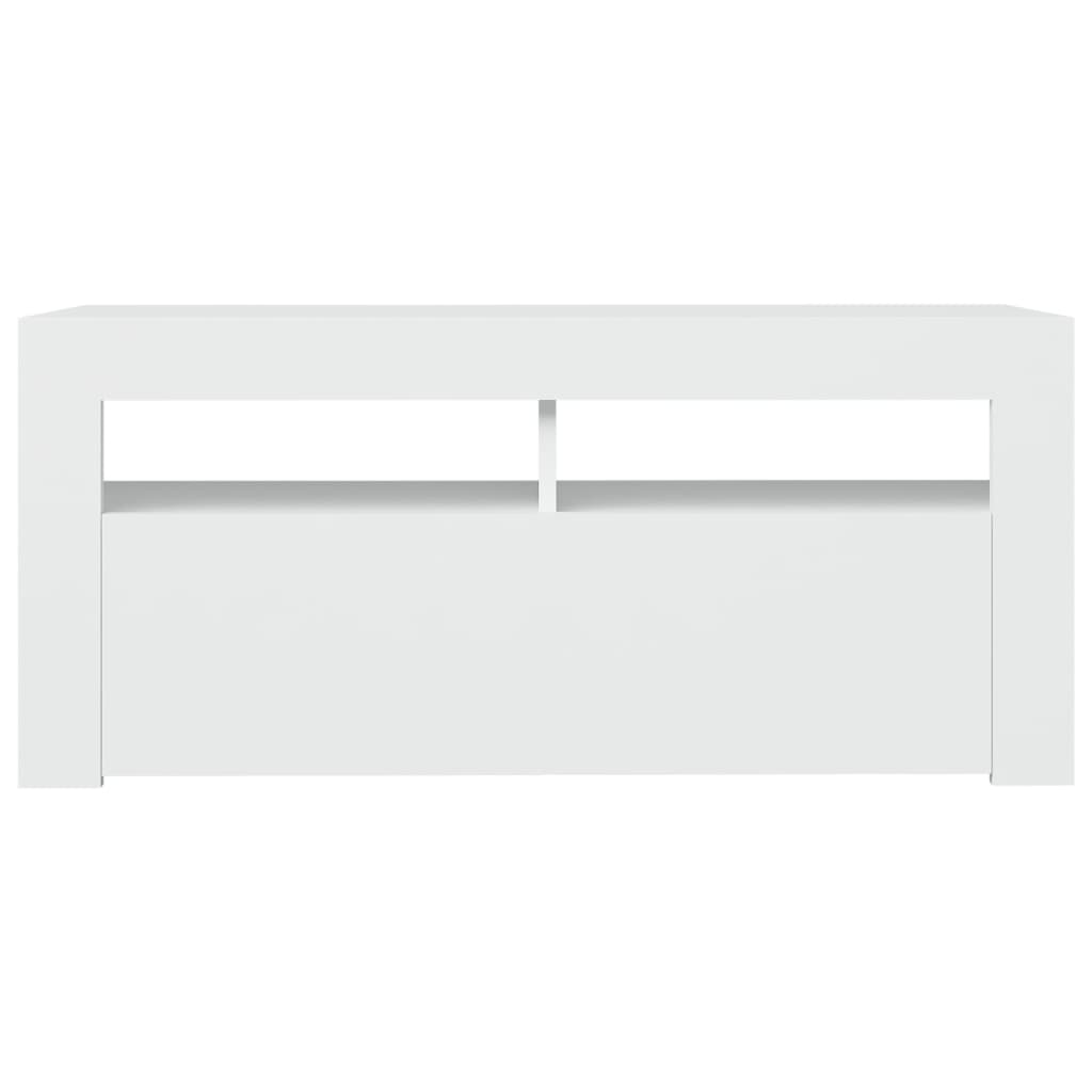 tv-skab med LED-lys 90x35x40 cm hvid