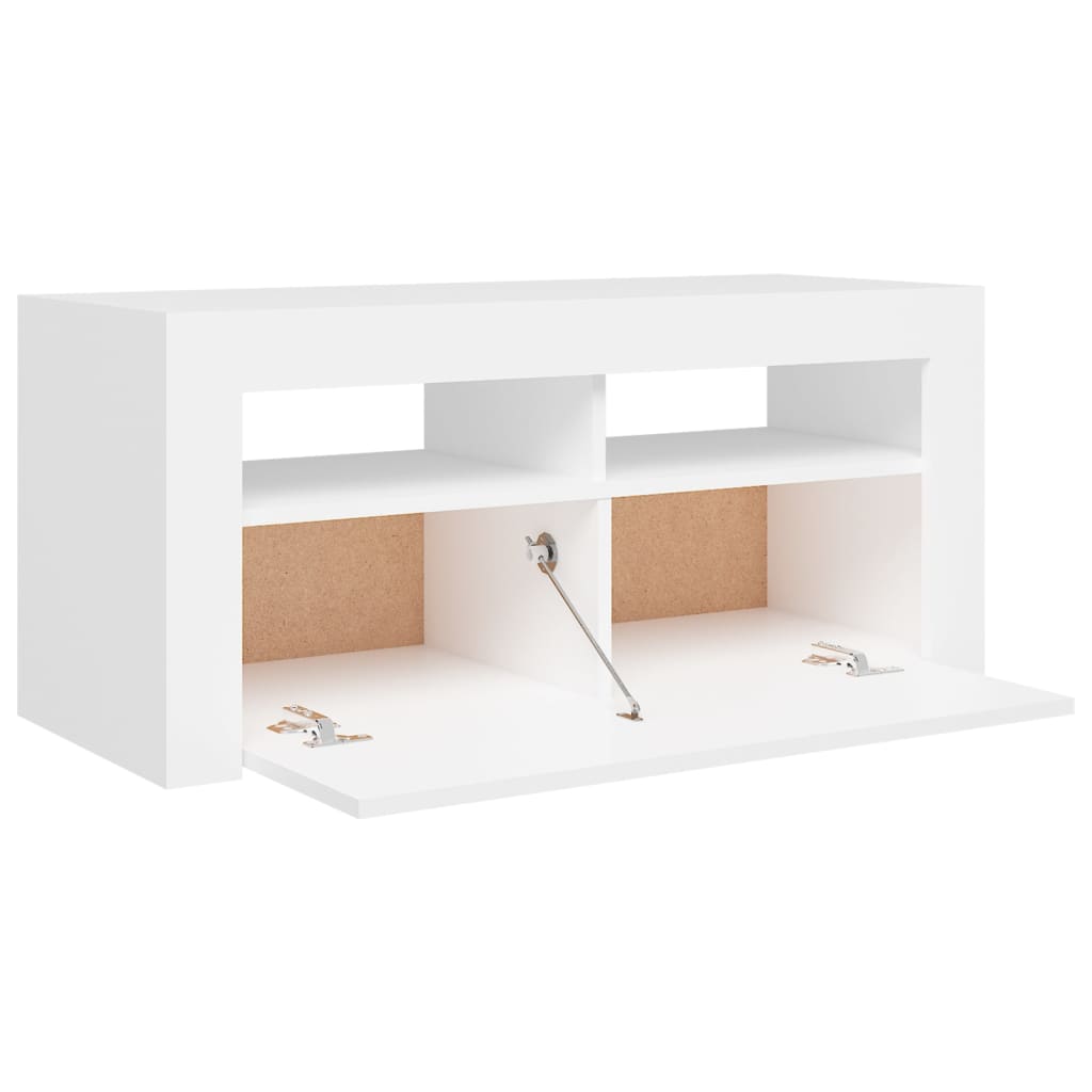 tv-skab med LED-lys 90x35x40 cm hvid