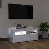 tv-skab med LED-lys 90x35x40 cm hvid højglans