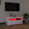 tv-skab med LED-lys 90x35x40 cm hvid højglans