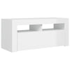 tv-skab med LED-lys 90x35x40 cm hvid højglans