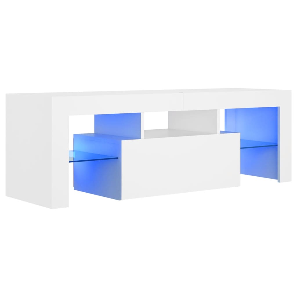 tv-skab med LED-lys 120x35x40 cm hvid