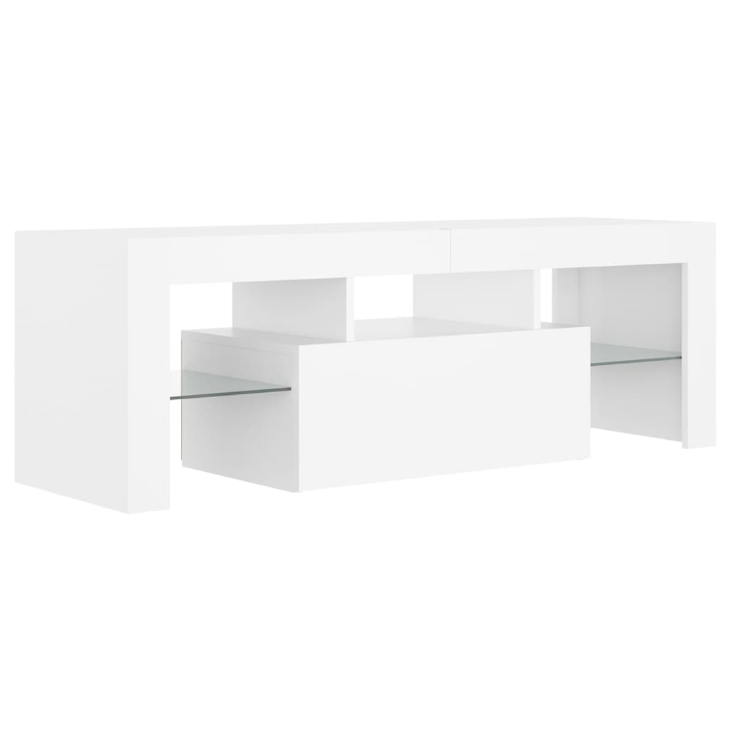 tv-skab med LED-lys 120x35x40 cm hvid