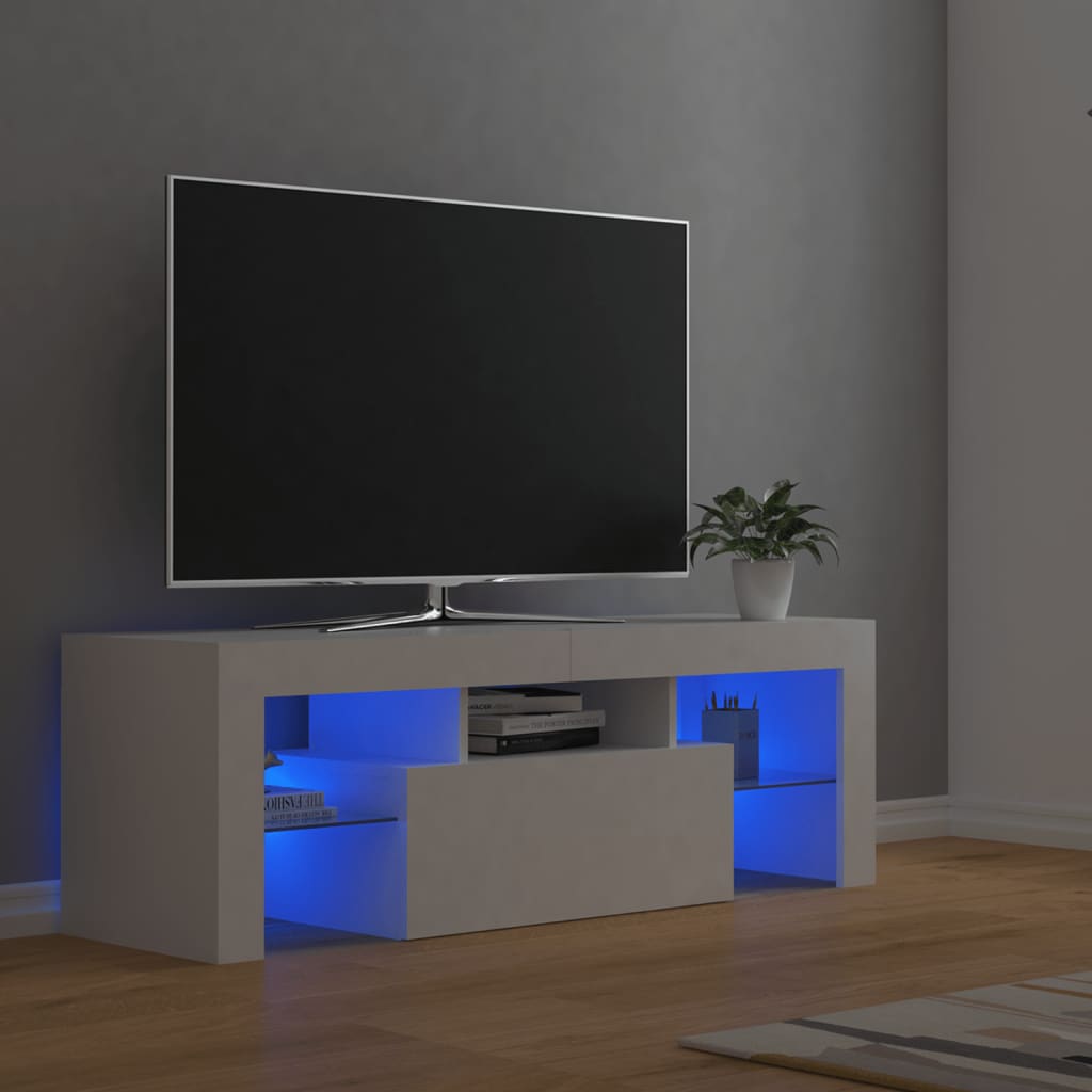 tv-skab med LED-lys 120x35x40 cm hvid