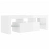 tv-skab med LED-lys 120x35x40 cm hvid højglans