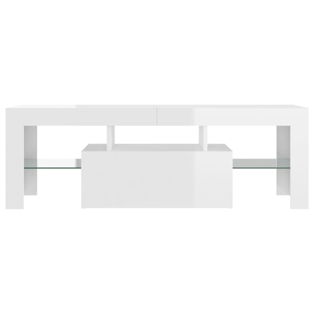tv-skab med LED-lys 120x35x40 cm hvid højglans