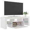 tv-skab med LED-lys 120x35x40 cm hvid højglans