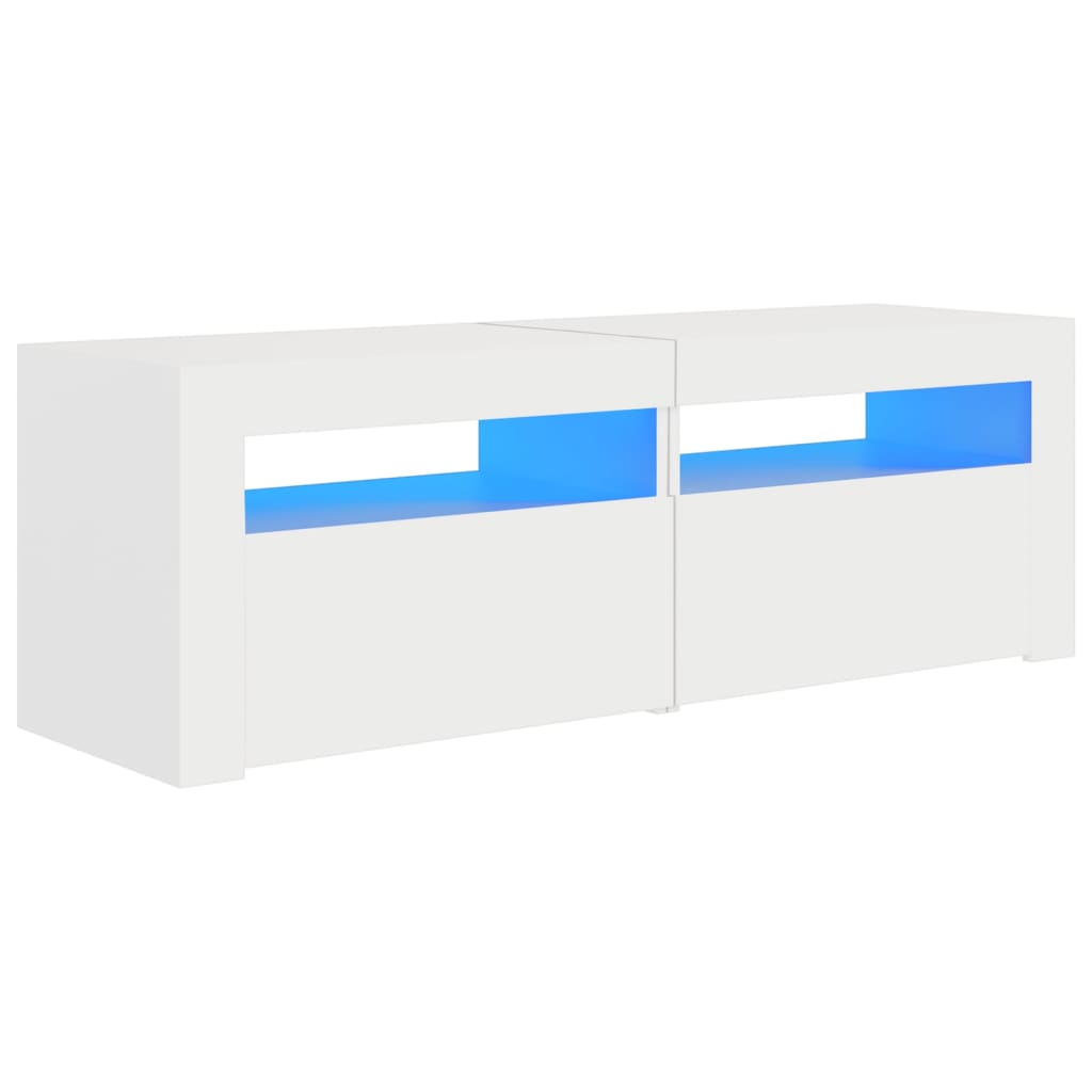 tv-skab med LED-lys 120x35x40 cm hvid