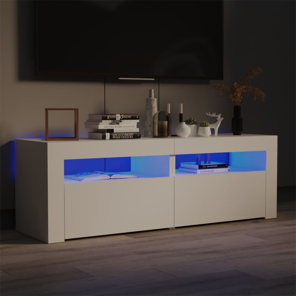 tv-skab med LED-lys 120x35x40 cm hvid