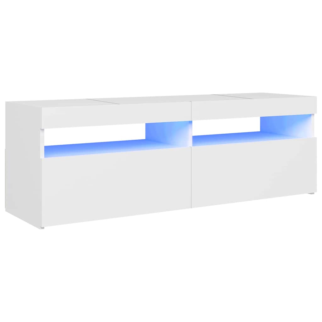 tv-skab med LED-lys 120x35x40 cm hvid