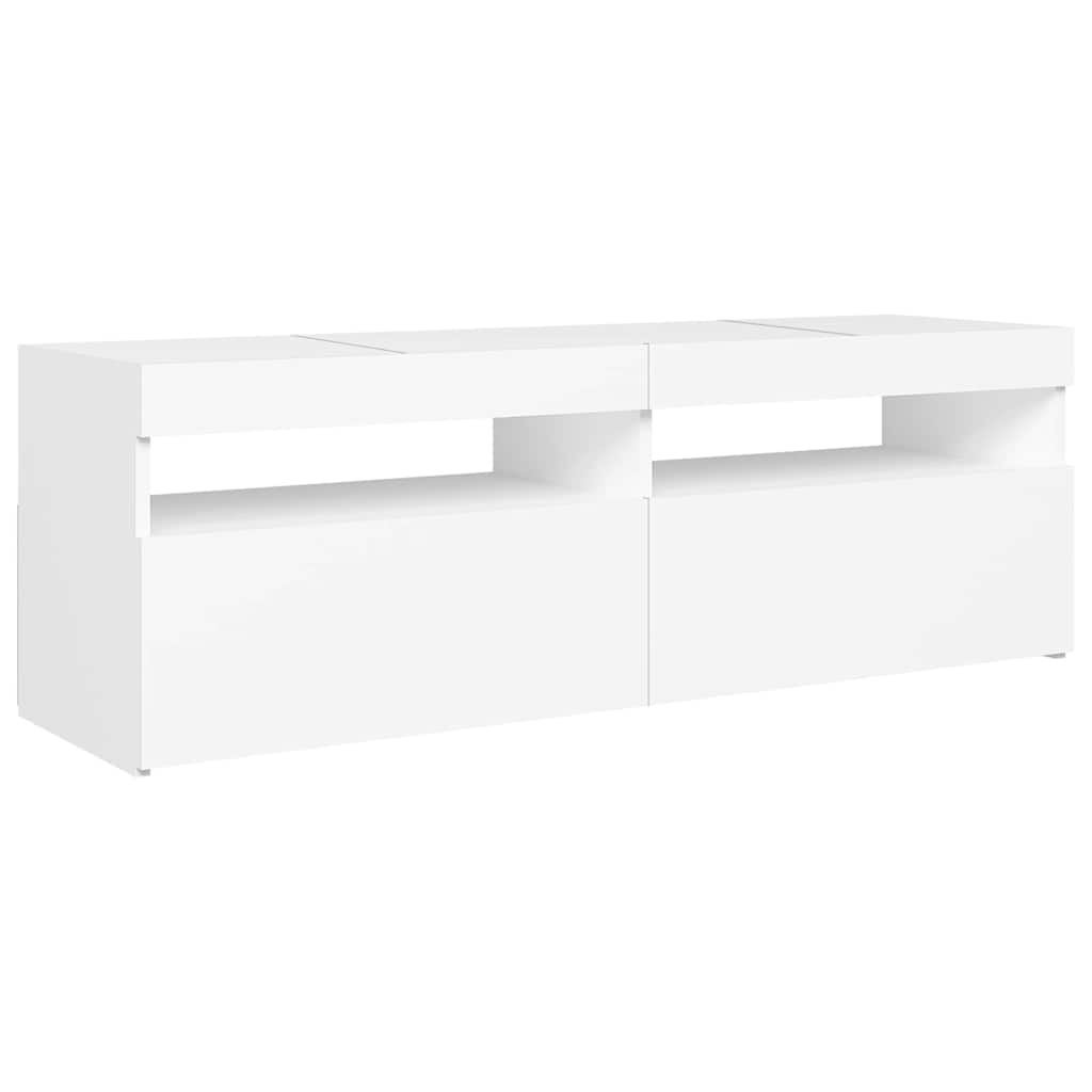 tv-skab med LED-lys 120x35x40 cm hvid