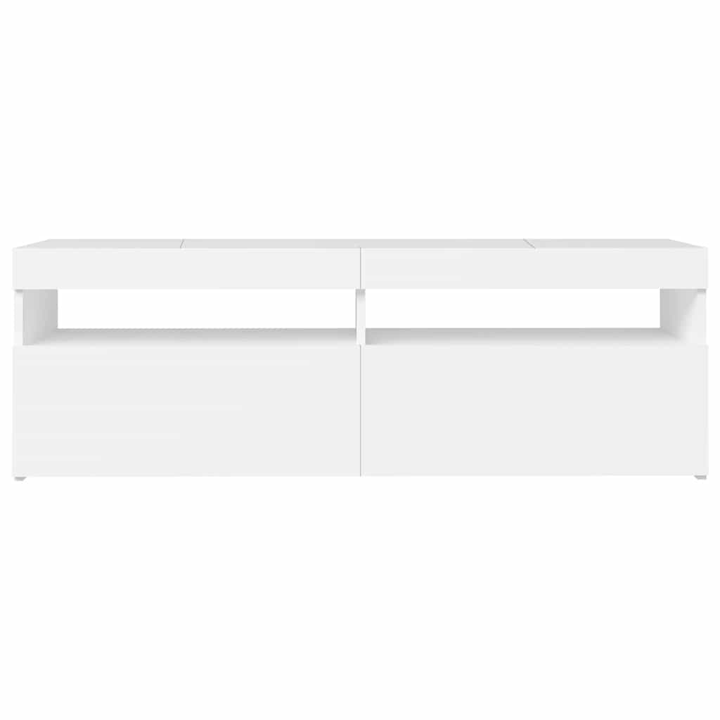 tv-skab med LED-lys 120x35x40 cm hvid