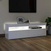 tv-skab med LED-lys 120x35x40 cm hvid højglans