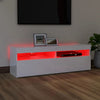 tv-skab med LED-lys 120x35x40 cm hvid højglans
