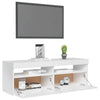 tv-skab med LED-lys 120x35x40 cm hvid højglans