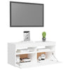 tv-skab med LED-lys 90x35x40 cm hvid