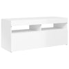 tv-skab med LED-lys 90x35x40 cm hvid højglans
