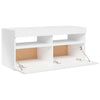 tv-skab med LED-lys 90x35x40 cm hvid højglans