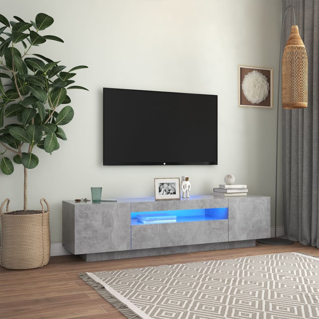 tv-skab med LED-lys 160x35x40 cm betongrå