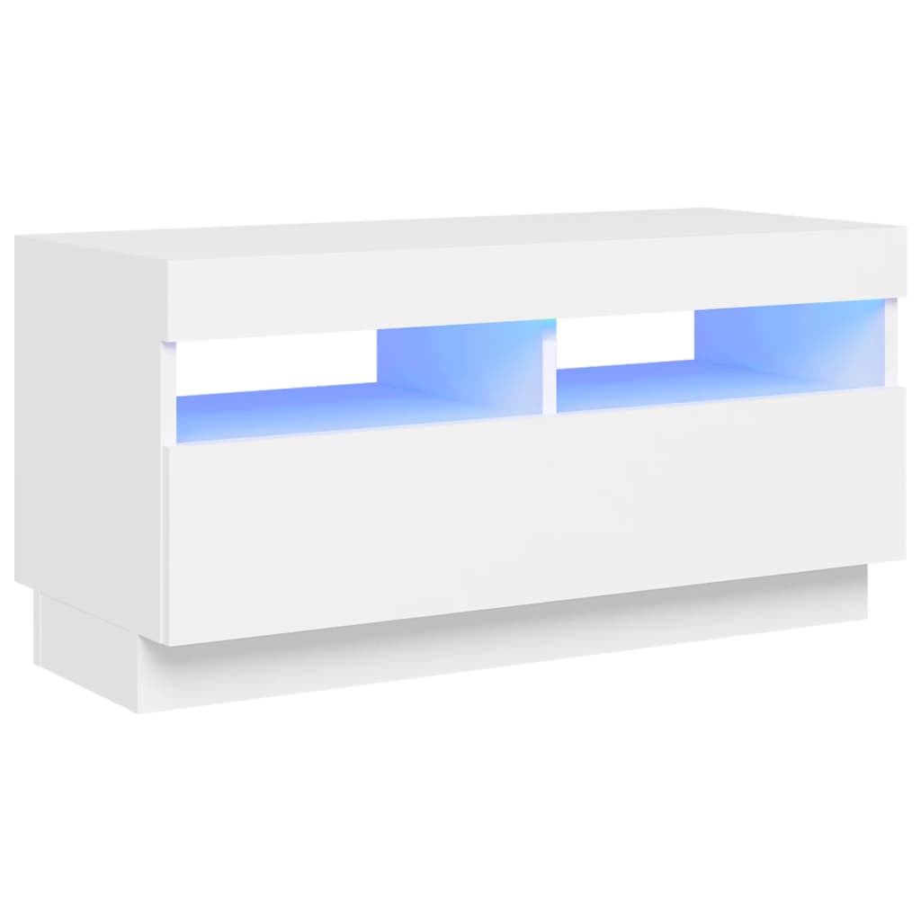 tv-skab med LED-lys 80x35x40 cm hvid