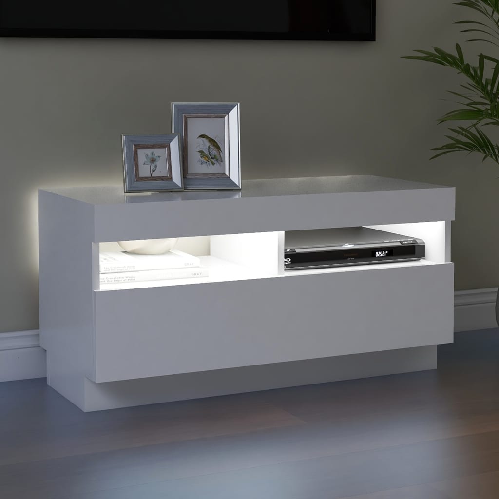 tv-skab med LED-lys 80x35x40 cm hvid