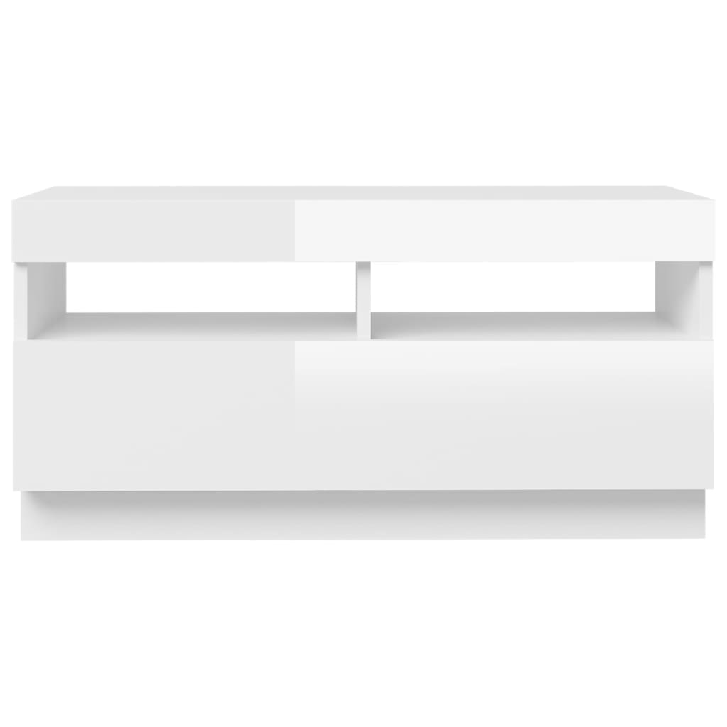 tv-skab med LED-lys 80x35x40 cm hvid højglans