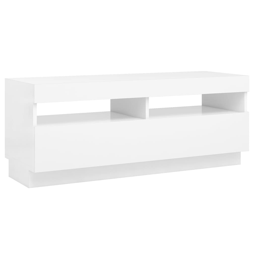 tv-skab med LED-lys 100x35x40 cm hvid