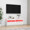 tv-skab med LED-lys 100x35x40 cm hvid højglans