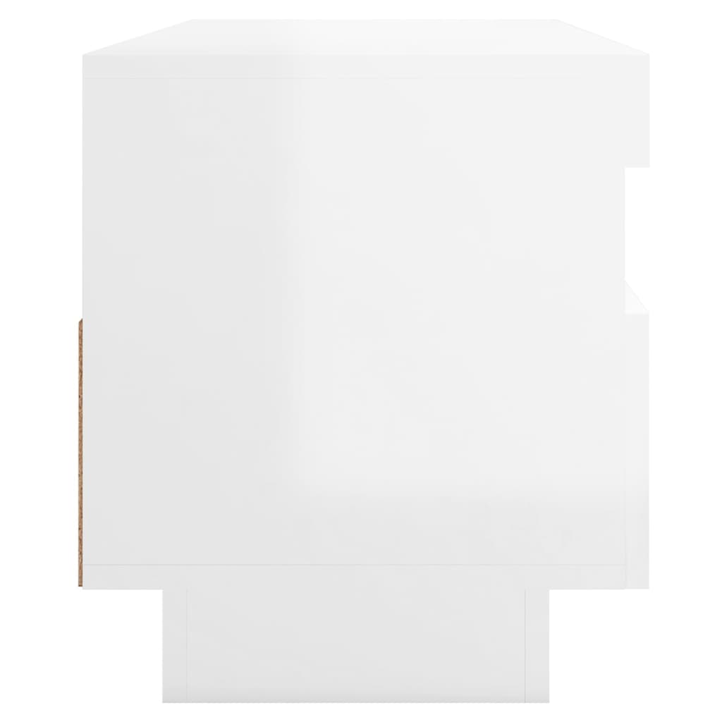 tv-skab med LED-lys 100x35x40 cm hvid højglans