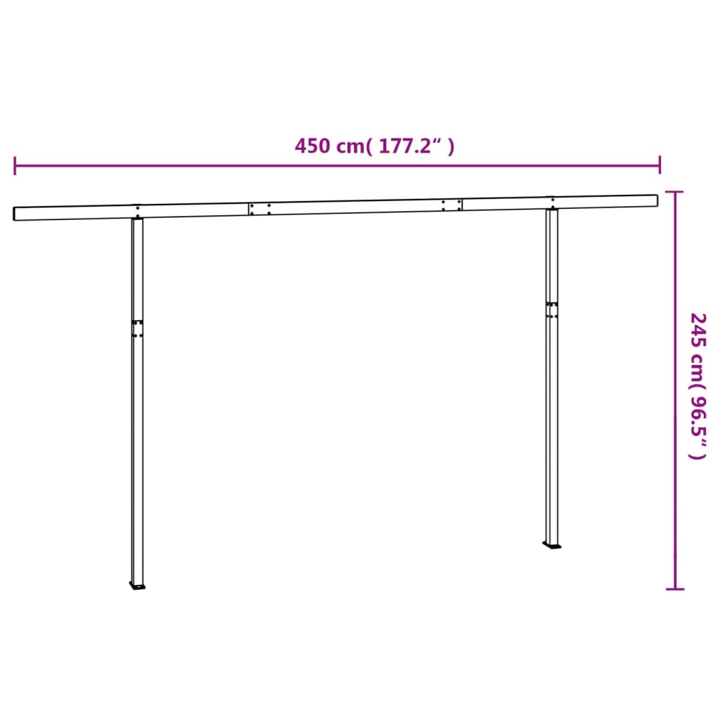 markisestolpesæt 450x245 cm jern hvid