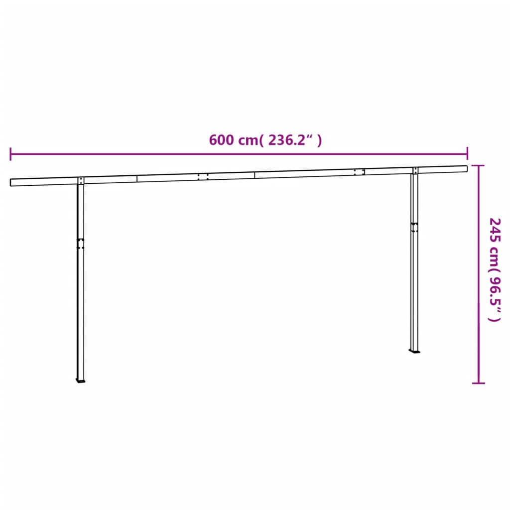 markisestolpesæt 600x245 cm jern hvid