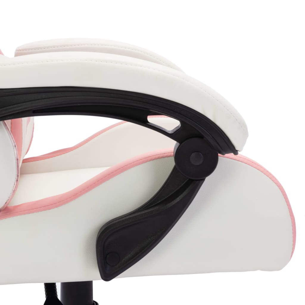 gamingstol med LED-lys RGB-farver kunstlæder pink og sort