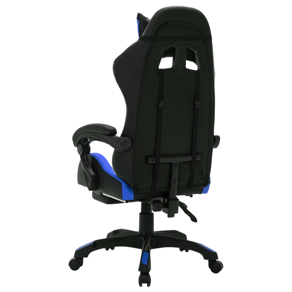 gamingstol m. LED-lys RGB-farver kunstlæder blå og sort