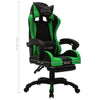 gamingstol m. LED-lys RGB-farver kunstlæder grøn og sort
