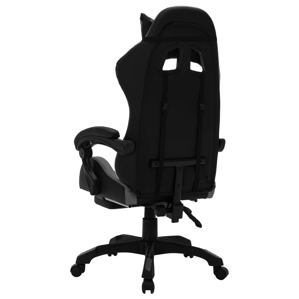 gamingstol m. LED-lys RGB-farver kunstlæder grå og sort