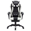 gamingstol m. LED-lys RGB-farver kunstlæder hvid og sort