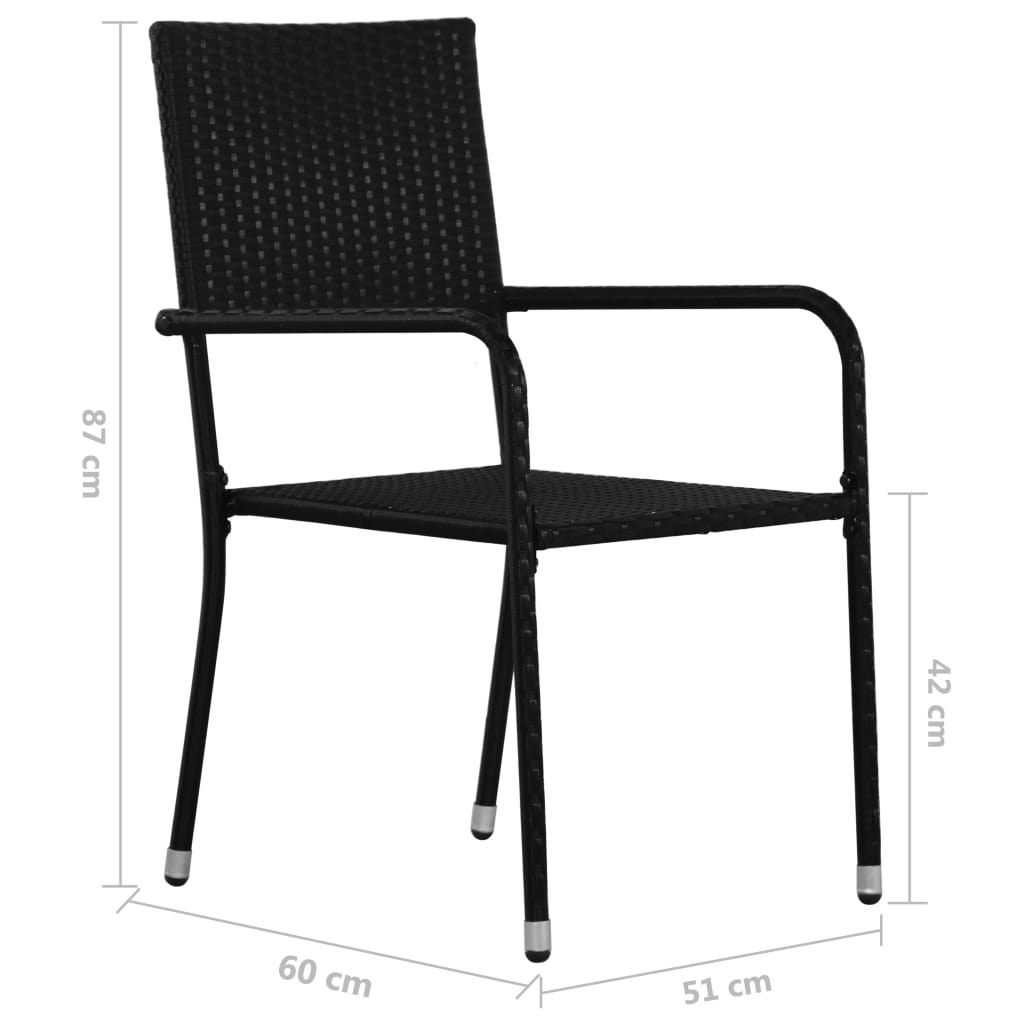 spisebordssæt til haven 5 dele polyrattan sort