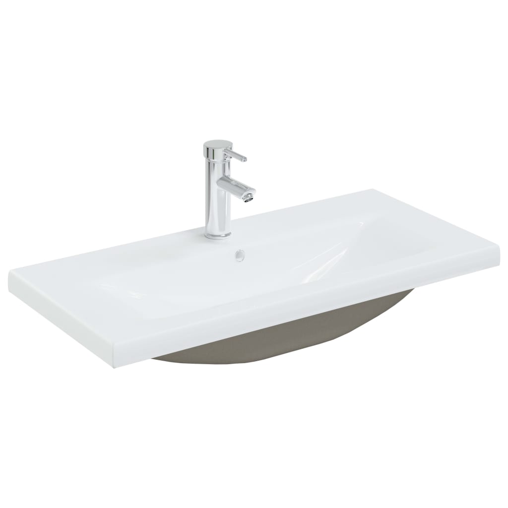 indbygget håndvask med hane 81x39x18 cm keramisk hvid