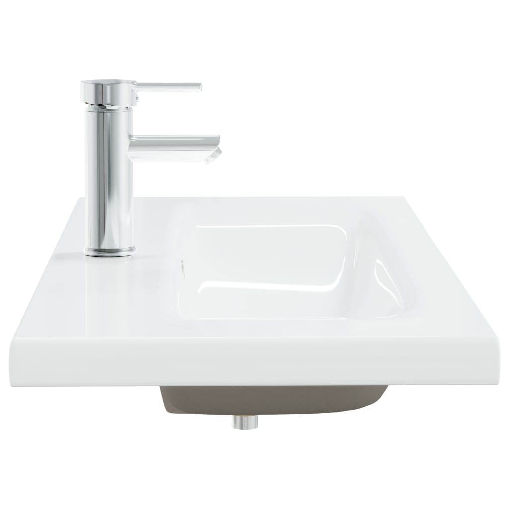 indbygget håndvask med hane 91x39x18 cm keramisk hvid