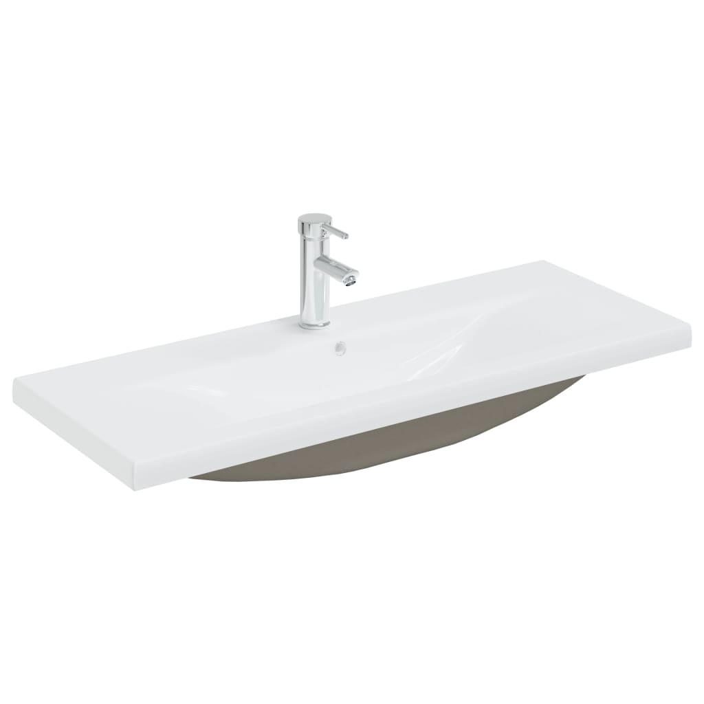 indbygget håndvask med hane 101x39x18 cm keramisk hvid