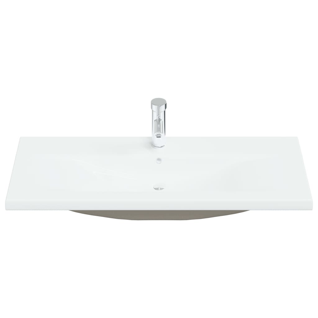 indbygget håndvask med hane 101x39x18 cm keramisk hvid