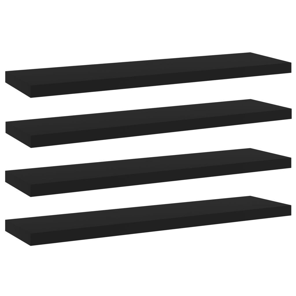 boghylder 4 stk. 40x10x1,5 cm konstrueret træ sort